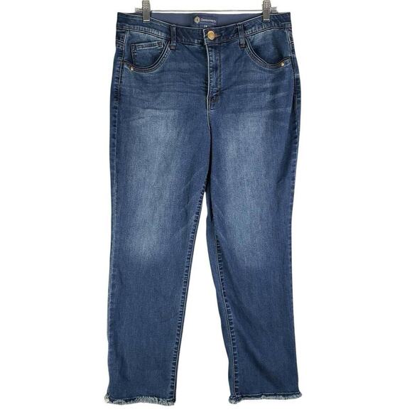 Democracy Jeans Ab Solution Womens Size 14 Blue Denim High Rise Straight - Picture 2 of 11